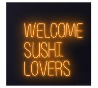 HUANTY d'Ambiance Apaisante Lampe Enseigne Lumineuse LED Welcome Sushi Lovers pour Restaurant Japonais, Vitrine, Entrée, 58cm