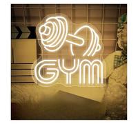 HUANTY d'Ambiance Apaisante Lampe Haltère Haltérophilie Gym Enseigne Néon Haltère Lumière Gym Décoration Murale pour Salle D'entraînement Fitness Sport Club Ados Garçons Chambre(C,40cmx40cm)