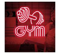 HUANTY d'Ambiance Apaisante Lampe Haltère Haltérophilie Gym Enseigne Néon Haltère Lumière Gym Décoration Murale pour Salle D'entraînement Fitness Sport Club Ados Garçons Chambre(Une,50cmx50cm)