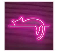 HUANTY d'Ambiance Apaisante Lampe Panneau Lumineux LED en Forme De Chat Décoration Murale pour Chambre À Coucher Maison Fête Mariage Anniversaire Chambre d'enfant Lampe USB 38cmx23cm(C)