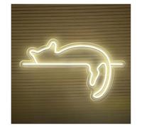 HUANTY d'Ambiance Apaisante Lampe Panneau Lumineux LED en Forme De Chat Décoration Murale pour Chambre À Coucher Maison Fête Mariage Anniversaire Chambre d'enfant Lampe USB 38cmx23cm(B)