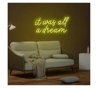 HUANTY d'Ambiance Apaisante Lampe Panneau Lumineux LED It Was All A Dream Au Néon pour Chambre À Coucher Maison Salle De Fête Bar Club Boutique Décoration Murale Lampe USB 38cmx16cm(C)