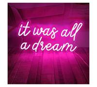HUANTY d'Ambiance Apaisante Lampe Panneau Lumineux LED It Was All A Dream Au Néon pour Chambre À Coucher Maison Salle De Fête Bar Club Boutique Décoration Murale Lampe USB 38cmx16cm(Une)