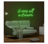 HUANTY d'Ambiance Apaisante Lampe Panneau Lumineux LED It Was All A Dream Au Néon pour Chambre À Coucher Maison Salle De Fête Bar Club Boutique Décoration Murale Lampe USB 38cmx16cm(E)