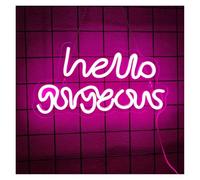 HUANTY d'Ambiance Apaisante Lampe Panneau Néon Hello Gorgeous Panneaux Néon pour Décoration Murale, Panneaux Lumineux LED USB pour Mariage, Fête d'anniversaire 19cmх35cm(Rose)