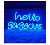 HUANTY d'Ambiance Apaisante Lampe Panneau Néon Hello Gorgeous Panneaux Néon pour Décoration Murale, Panneaux Lumineux LED USB pour Mariage, Fête d'anniversaire 19cmх35cm(Bleu)