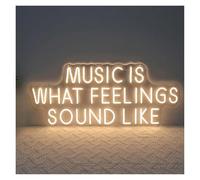 HUANTY d'Ambiance Apaisante Lampe Panneau Néon Music is What Feelings Sound Like pour Salle De Musique, Chambre À Coucher Studio De Musique Bar Pub Décoration Murale 40cmx24cm(Warm White)