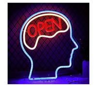 HUANTY d'Ambiance Apaisante Lampe Panneau Néon Open Mind Brain, pour Décoration De Chambre À Coucher, Man Cave, Bar, Bureau, École, Décor Mural Lumière 35.81cm×30.99cm