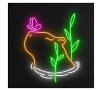 HUANTY d'Ambiance Apaisante Lampe Panneau Néon Papillon Capybara À LED À Intensité Variable pour Chambre d'enfant Boutique Fête Décoration Murale Lampe Alimentée par USB 38cmx30cm