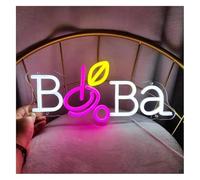 HUANTY d'Ambiance Apaisante Lampe Panneau Néon Thé Au Lait pour Décoration Murale Boba Neon Light USB pour Magasin De Boissons Bar Chambre Fête Décoration De Chambre 16.4x35cm