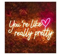 HUANTY d'Ambiance Apaisante Lampe Panneau Néon You're Like Really Pretty À Intensité Variable pour Mariage, Chambre À Coucher, Fête, Salle De Beauté, Bar, Décoration 45cmx25cm(Une)