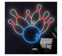 HUANTY d'Ambiance Apaisante Lampe Panneaux Néon LED Bowling Alimentation USB Luminosité Réglable Let's Bowling Neon Lights, Adaptés À La Décoration De Bistrot(30CM)