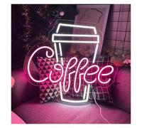 HUANTY d'Ambiance Apaisante Lampe Tasse À Café Néons Café Enseignes Au Néon Utilisées pour Restaurant Boisson Magasin De Nourriture Décoration Murale Néon LED Signe(Ré,28cmx30cm)