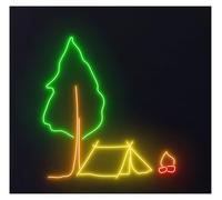 HUANTY d'Ambiance Apaisante Lampe Tente De Camping Enseigne Au Néon Camper Explore Lumière LED Fan Club Décoration Murale Vitrine Affichage Entrée d'entreprise 50cm