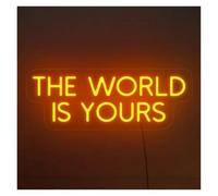 HUANTY d'Ambiance Apaisante Lampe The World is Yours Enseigne Au Néon Lettre Lumière LED pour Chambre Bureau Mariage Homme Cave Salle De Jeux Décoration Murale Lampe USB 38cmx20cm(B)