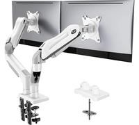 HUANUO Support Ecran PC 2 Ecran pour Écrans de 13 à 30 Pouces, Support Double Ecran PC, Bras Ecran PC 2 pour Ecran 2-9kg, VESA 75x75/100x100mm, Blanc
