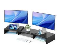 HUANUO Support Moniteur Double, Rehausseur Ecran PC Bureau avec 2 Emplacements, Rehausseur Ecran, Support Polyvalent Écran PC, Laptop, PC, Noir