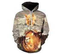 HUANYIN Sweat à Capuche créatif Motif Animal, Chat et Lion, Impression 3D, pour Homme, Automne-Hiver, fête, Festival, Streetwear