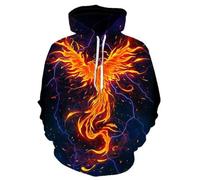 HUANYIN Sweat à Capuche imprimé 3D Motif Flamme, Foudre, phénix, pour Homme et Femme, surdimensionné, Tendance, pour garçon