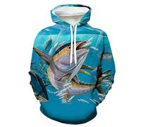 HUANYIN Sweat à Capuche surdimensionné à Manches Longues et col Rond pour Homme, imprimé 3D, Motif Animal sous-Marin et Poisson, Tendance