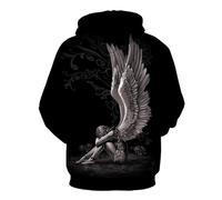 HUANYIN Sweat à Capuche Unisexe imprimé en 3D avec Motif tête de Mort et Ailes d'ange
