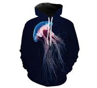 HUANYIN Sweat-Shirts à Capuche imprimés en 3D avec Motif de méduses colorées pour Hommes et Femmes, Tendance, décontractés et Amusants