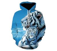 HUANYIN Sweat-Shirts à Capuche imprimés en 3D Motif Tigre Blanc Chaud pour Hommes et Femmes, Tendance, décontractés et Amusants