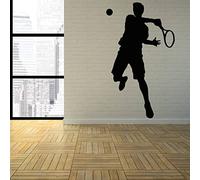 HUANYIN Tennis mur appliqué raquette sports silhouette porte et fenêtre sticker vinyle chambre ado stade intérieur art papier, 74x123cm