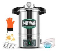 Huanyu 12L Autoclave Stérilisateur électrique, temp. et durée réglables | Autoclave à ouverture rapide Stérilisateur à vapeur haute pression pour laboratoires Universités
