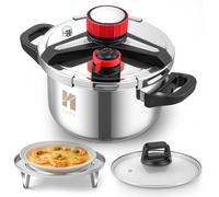 Huanyu Autocuiseur 3 en 1 Autocuiseurs en acier inoxydable de 5 litres avec plaque vapeur et couvercle en verre Autocuiseur antidéflagrant adapté à tous les types de plaques de cuisson (5 L)
