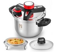 Huanyu Autocuiseur 3 en 1 Autocuiseurs en acier inoxydable de 6 litres avec plaque vapeur et couvercle en verre Autocuiseur antidéflagrant adapté à tous les types de plaques de cuisson (6 L)