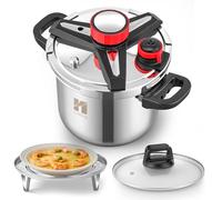 Huanyu Autocuiseur 3 en 1 Autocuiseurs en acier inoxydable de 7 litres avec plaque vapeur et couvercle en verre Autocuiseur antidéflagrant adapté à tous les types de plaques de cuisson (7 L)