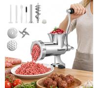 Huanyu Hachoir à viande manuel en acier inoxydable avec farceur à saucisses, lavable à la main pour bœuf, porc et légumes - M8