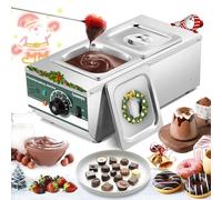 Huanyu Tempéreuse à chocolat avec 2 pots 30℃-110℃ Machine à fondre le chocolat Fondoir à chocolat commercial 800W Pot de fusion de chocolat chauffant à l'eau