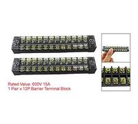 huanzhi 2 x Double rangee Borne à vis Connecteur de 12 Position TB-2512 600V 15A
