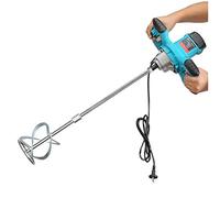 HUAPX Malaxeur Mortier Colle électrique,1800W 220V Mélangeur de ciment à 6 vitesses avec outil d'agitation à double poignée pour mélanger la peinture, le mortier,le plâtre,le mastic -Bleu.