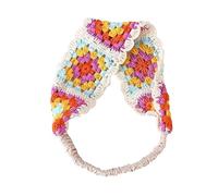 Huaqgu Bandeau à cheveux en crochet pour femme - Motif floral - Rectangulaire - Élastique - Turban - Accessoires de cheveux au crochet pour femme - Résistant au soleil - Avec joli motif floral, blanc