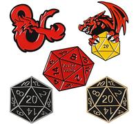 Lot de 5 broches en émail 20 faces Donjons et Dragons D20 DnD pour sac, vêtements, boutons, bijoux, cadeau pour amis, Acier allié
