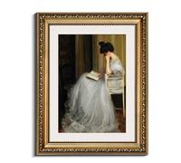HUARCEY Images d'art mural encadrées pour salon Décoration esthétique de chambre Peintures éclectiques Décoration Femme Reading 38 x 35 cm