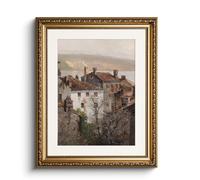 HUARCEY Impression sur toile avec cadre doré - Décoration murale vintage classique - Pour salon, chambre à coucher, salle de bain, cuisine, ferme - Décoration esthétique - Peinture architecture - 33 x