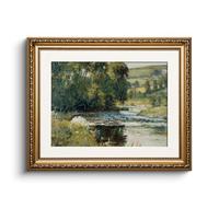 HUARCEY Impression sur toile avec cadre doré - Décoration murale vintage classique - Pour salon, chambre à coucher, salle de bain, cuisine, ferme - Décoration esthétique - Paysage - 33 x 40 cm - Petit