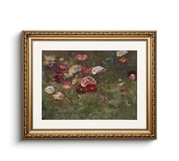 HUARCEY Impression sur toile avec cadre doré - Décoration murale vintage classique - Pour salon, chambre à coucher, salle de bain, cuisine, ferme - Décoration esthétique - Un champ de coquelicots - 33