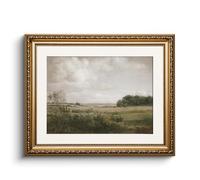 Huarcey Impression sur toile dorée - Décoration murale vintage - Salon, chambre, salle de bain, cuisine, ferme - Paysage - 33 x 40 cm