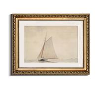 HUARCEY Tableaux Cadrés Vintage pour Salon, Décoration Murale avec Motifs de Paysage, Images sur Toile pour Salon et Chambre à Coucher, Voilier Blanc 35L x 28L cm