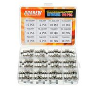 HUAREW 12 valeurs 120 pièces 5x20 mm Fusible en verre à fusion lente 0,2 x 0,78 pouce 250 V Volt T0,5 T1 T1.25 T1.6 T2 T2.5 T3 T3.15 T4 T5 T6.3 T10 Ampli Kit de classification