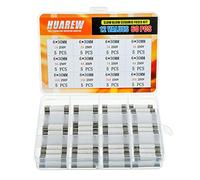 HUAREW 12 valeurs 60 pièces 6x30 mm 1A 2A 3A 4A 5A 6A 7A 8A 10A 15A 20A 30 A 250 V fusible à tube en céramique à fusion lente kit de classification