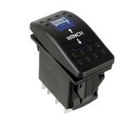 HUAREW 12V Interrupteur à Bascule, 7 broches Rocker Switch Blue LED lamp Commutateur, pour voiture barre camion Train (Winch in Out)