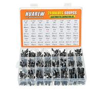 HUAREW 24 Valeurs 600 Pcs Aluminium Kit Boîte D'Assortiment De Condensateur électrolytique Portée Comprend 0.1 à 1000 Fu