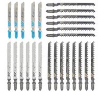 HUAREW 25 pièces Jeu de Lames de Scie Sauteuse, Lames de Scie Sauteuse à Queue en T avec Coffret de Rangement, Accessoires pour Scies Sauteuses pour le Bois, le Plastique et le Métal