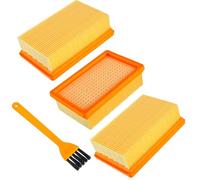 HUAREW 3 Pack Filtres Plissés Plats pour Aspirateur Kärcher, Compatibles avec Karcher MV4 MV5 MV6 WD4 WD5 WD6, WD4P WD5P WD6P Aspirateur Wet-Dry, remplace 2,863-005,0